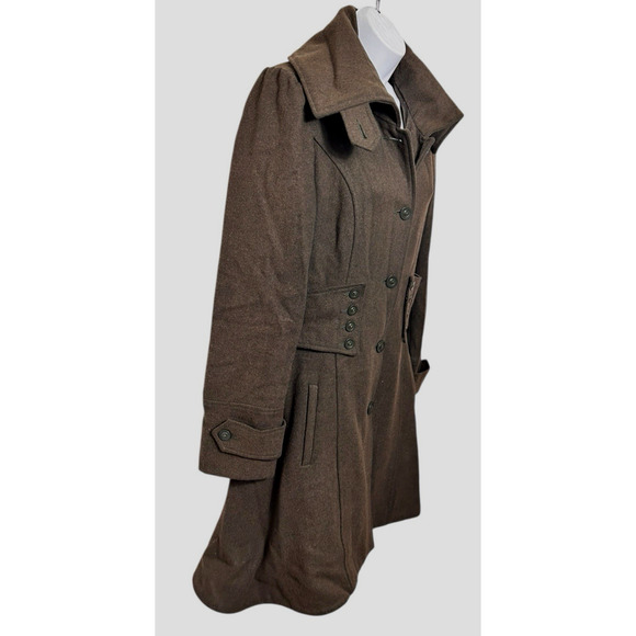 RD Style Wool Blend Brown Coat Sz M Dark Academia Corset Skirted Fit Whimsy Goth - Picture 8 of 10